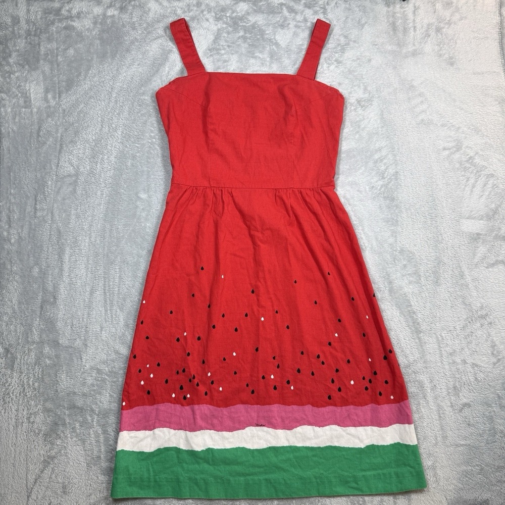 Vintage Malia Honolulu Watermelon Dress Womens 16 Red Cotton Summer READ